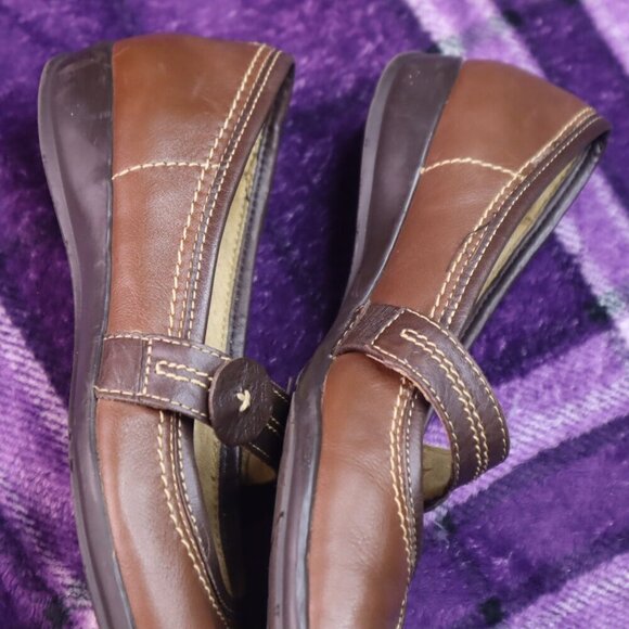 BROWN MARY JANE FLATS 6.5 Naturalizer Dark Academia Office Work Classic Basic - Picture 5 of 12